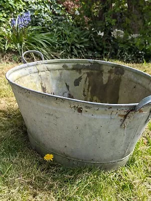 Vintage Galvanised Wash Tub / Garden Planter • £35