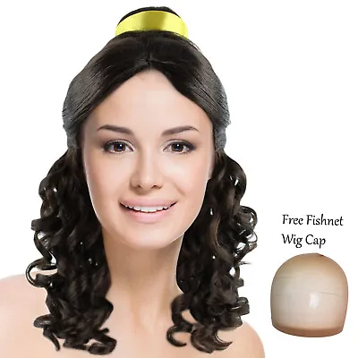 Princess Belle Wig Long Curly Wave Hair With Ribbon For Cosplay Costume Party • $9.98
