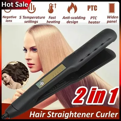 2 In 1 Hair Straightener Curler Dry Ceramic Curling Iron Ultra Smooth Hair Tool • $29.49