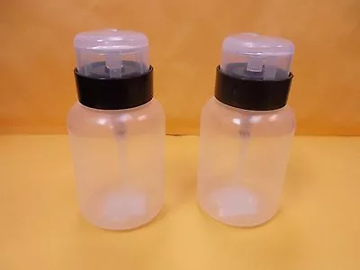 2 Clear Pump Dispenser 8 Oz Bottle For AcetonePolish RemoverAlcoholLiquidOil • $7.55