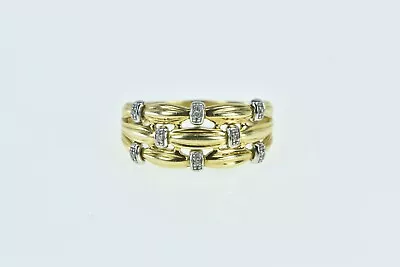 18K Diamond Layered Vintage Stack Row Band Ring Yellow Gold *11 • $429.95