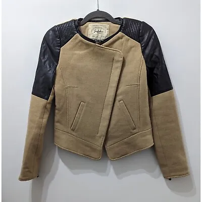 ZARA TRAFALUC Two Tone Wool Blend Motorcycle Jacket Size S • $129.99