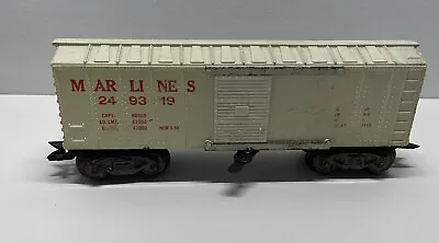 Marx Train Marlines 249319 Cream Operating Boxcar W/ Blue Figure • $20
