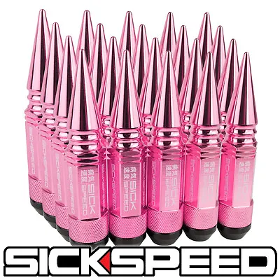 Sickspeed 20pc Pink Spiked Aluminum Extended 108mm 3 Pc Lug Nut 12x1.25 L12 • $119.95