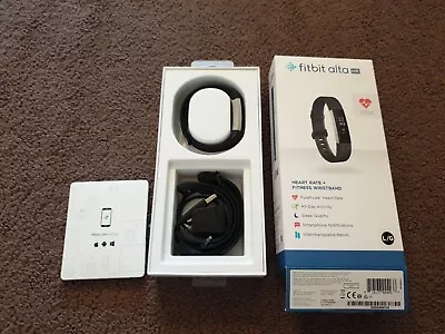 $5 • Buy Fitbit Alta HR Stainless Steel Activity Tracker Black Bands Charger Box