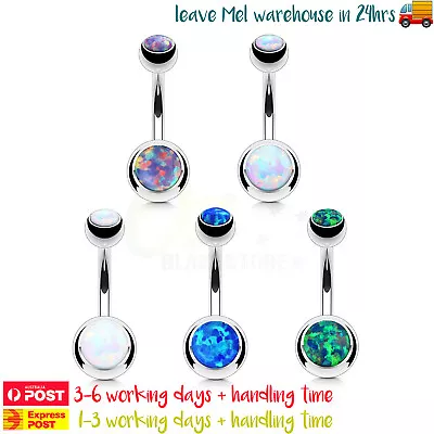 Opal Belly Rings Navel Button Piercing Bar Barbell Surgical Steel Body Jewellery • $8.99