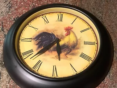 Vintage Battery Operated 14  Framed Rooster Wall Clock W/ Battery Included • $35