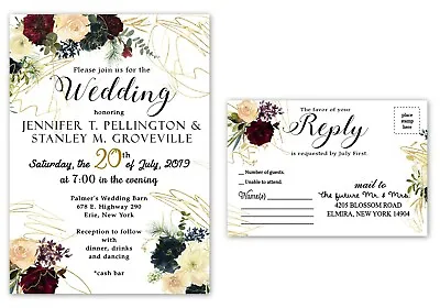 Wedding Invitations With Rsvp Set Of 75 Personalized Custom Invites • $101