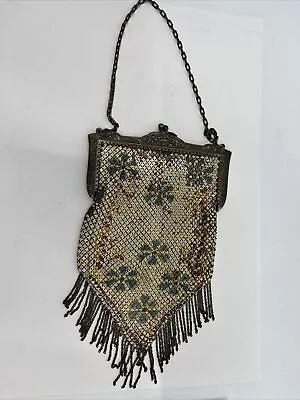 Vintage Antique Mandalian Mfg Co. USA Enamel Metal Mesh Flapper Purse/Handbag • $58