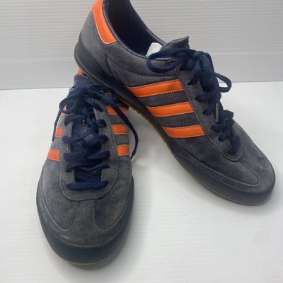 $39.95 • Buy Mens Adidas Jeans Size UK 11 US 11.5 Shoes Trainers Blue Suede Orange Stripe