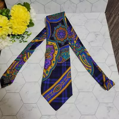 GIANNI VERSACE Rare Tie Multicolor Scarf Pattern Allover Silk  Italy K160 • $26