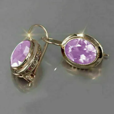 £2.99 • Buy 14k Rose Gold Filled Ruby Ear Hook Drop Dangle Earrings Cubic Zirconia Jewelry