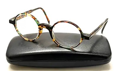 MORGENTHAL FREDERICS 632 PEI Tortoise Plastic Round Eyeglasses CRACKED FRAME! • $89.99