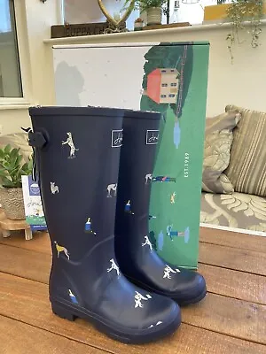 £29.95 • Buy New Joules Printed Wellies With Back Gusset Size 5 Rrp £59.95 Navy Dogs Women's