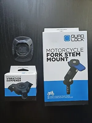 Quad Lock Motorcycle Fork Stem Mount + Vibration Dampener + Universal Adaptor • £54.95