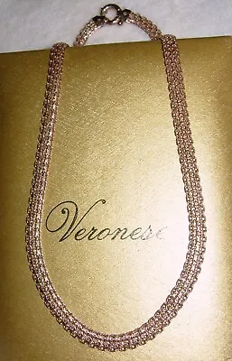 Veronese 18ct Rose Gold On Sterling Silver Bismarck Necklace Chain Senorita  Qvc • $37.29