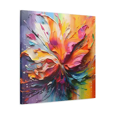 Colour Explosion Canvas Abstract Flower Paint Spill Print Wall Art Decor • £14.99