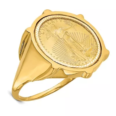 14k Yellow Gold 1/10oz American Eagle Diamond-Cut Coin Ring CR2D/10AEC • $2260.46