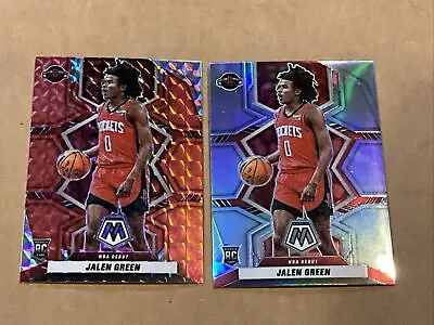 Lot Of (2) Jalen Green Mosaic NBA Debut Silver Prizm & Red Rockets Rookie • $2.99
