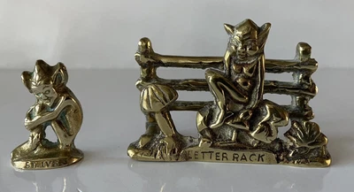 £11.99 • Buy Vintage Brass Cornish Pixie Letter Rack AND Vintage Lucky St Ives Pixie (FB3391)