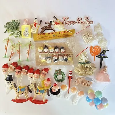 Vintage Cake Toppers HUGE LOT Of 70+ Spun Cotton Pixie Picks Crafting Jewelry • $100