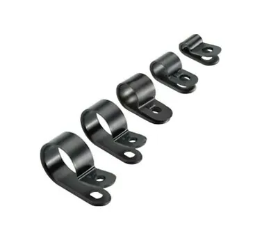 £1.80 • Buy Black Nylon Plastic P Clips Tubing Sleeving Brake Pipe Fasteners For Conduit