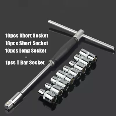 1/10/18pc T Bar Socket Wrench Set Short/Long Hex Nut Bolt Spinner Remover Tool • $92.76