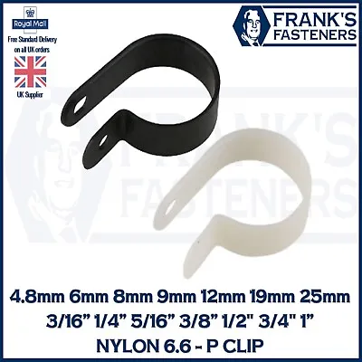 £4.71 • Buy 🇬🇧 Black White Nylon 6.6 Plastic P Clips Tubing Sleeving Brake Pipe Conduit