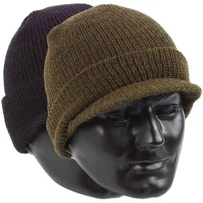 US Army Style Jeep Cap 100% Wool Warm Military Peak Hat - One Size Fits All • £9.95