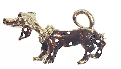 Vintage Dachshund Dog Brooch Articulated Head Polka Dots On Body • $8.95