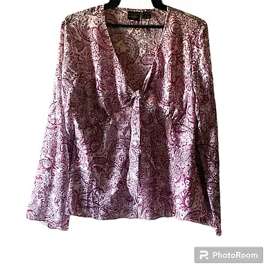 Tailor By  B. Moss Blouse Pink Paisley Floral Design Size Large • $10