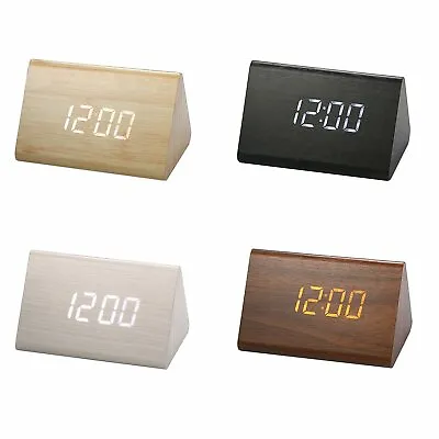 Modern Wooden Digital LED Alarm Clock Wood Backlight Silent Calendar Thermometer • $17.57