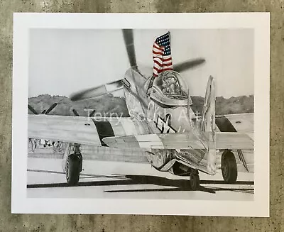 P-51D Gunfighter II-- Gunfighter 'n Old Glory --Colorized LE Print 14  X 17  • $40