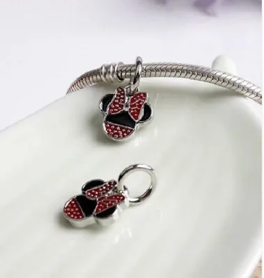 Minnie Mouse Dangle Charm Bead For Bracelet Necklace. Silver Plated  • $5.04