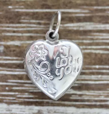 Vintage Heart Locket I Love You Sterling Silver 925 Pendant Love Pretty Retro • $27.20