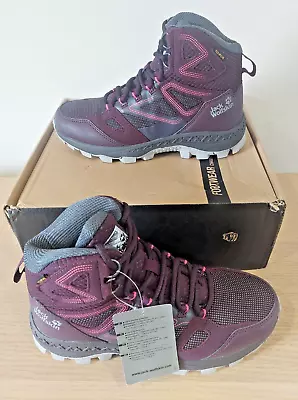 Jack Wolfskin Downhill Texapore Waterproof Mid Hiking Shoes - Burgundy - UK 3.5 • £54.97