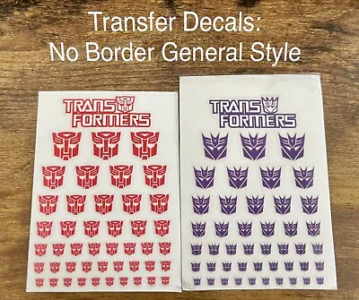 Transformers G1 Decals Stickers No Border Clear Back Autobot And Decepticon • $12