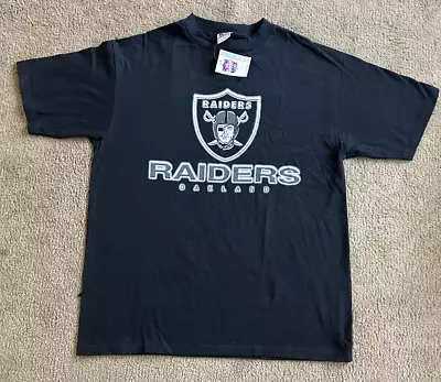 New Vintage Oakland Raiders NFL Football Black T-shirt Size L DeadStock Truefan • $29.99