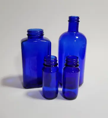 Lot Of 4 Cobalt Blue Bottles 2 BROMO SELTZER Bottles 2 Unknown Bottles Vintage • $9.90