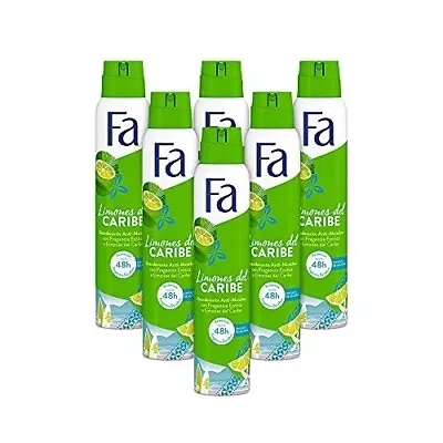 Fa Caribbean Lemon Deodorant Anti-perspirant Spray 6 X  200ml- FREE SHIPPING • $59.99