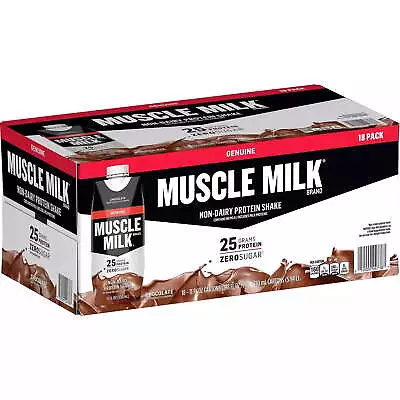 Muscle Milk Genuine Non-diary Protein Shake Chocolate ZERO 11 Fl Oz 18 Pack • $45.98