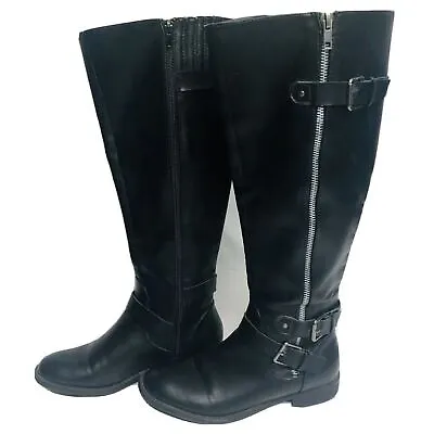 $19.99 • Buy JUST FAB Quincee Black Womens Size 5.5 Flat Boot - Knee High