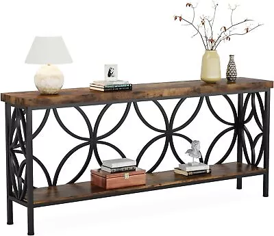 Sofa Table 70.9 Inch Industrial Behind Couch Table With Storage Shelves Narrow • $172.49
