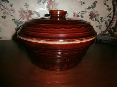 Vtg Marcrest Oven Proof Stoneware Daisy & Dot Covered Casserole Dish Bean Pot • $7.25