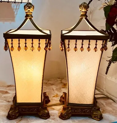 Vintage Victorian Fabric Bedside Table Lamps • $59