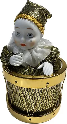 Vintage Westland Porcelain Musical Moving Clown Doll In Drum W Box Gold • $24.99