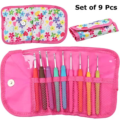 £7.49 • Buy 9-12Pcs Multi Color Soft Grip Set Handle Aluminum Crochet Hook Knitting Needles