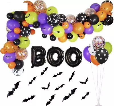 Halloween Balloon Garland Kit - 92 Pcs  Latex Balloons BOO Foil Confetti • $11.99