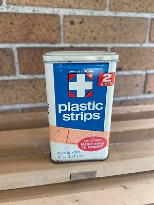 American White Cross Plastic Adhesive Bandage Tin- Empty - Vintage • $10