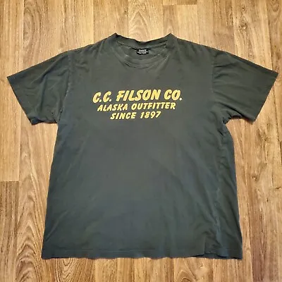 Vintage CC Filson Shirt Mens XL Graphic Short Sleeve Yellow Spellout Olive Rare  • $49.95